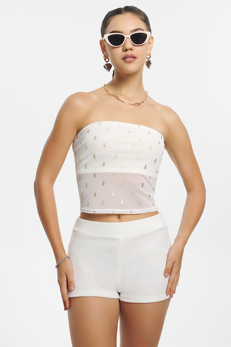 Metallic Monogram Mesh Tube Top