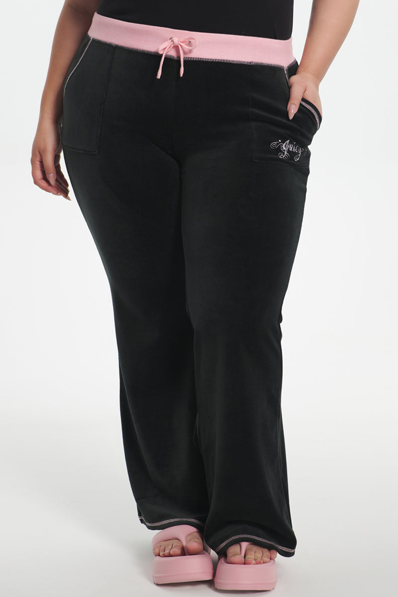 Plus-Size Sweetheart Cotton Velour Track Pants