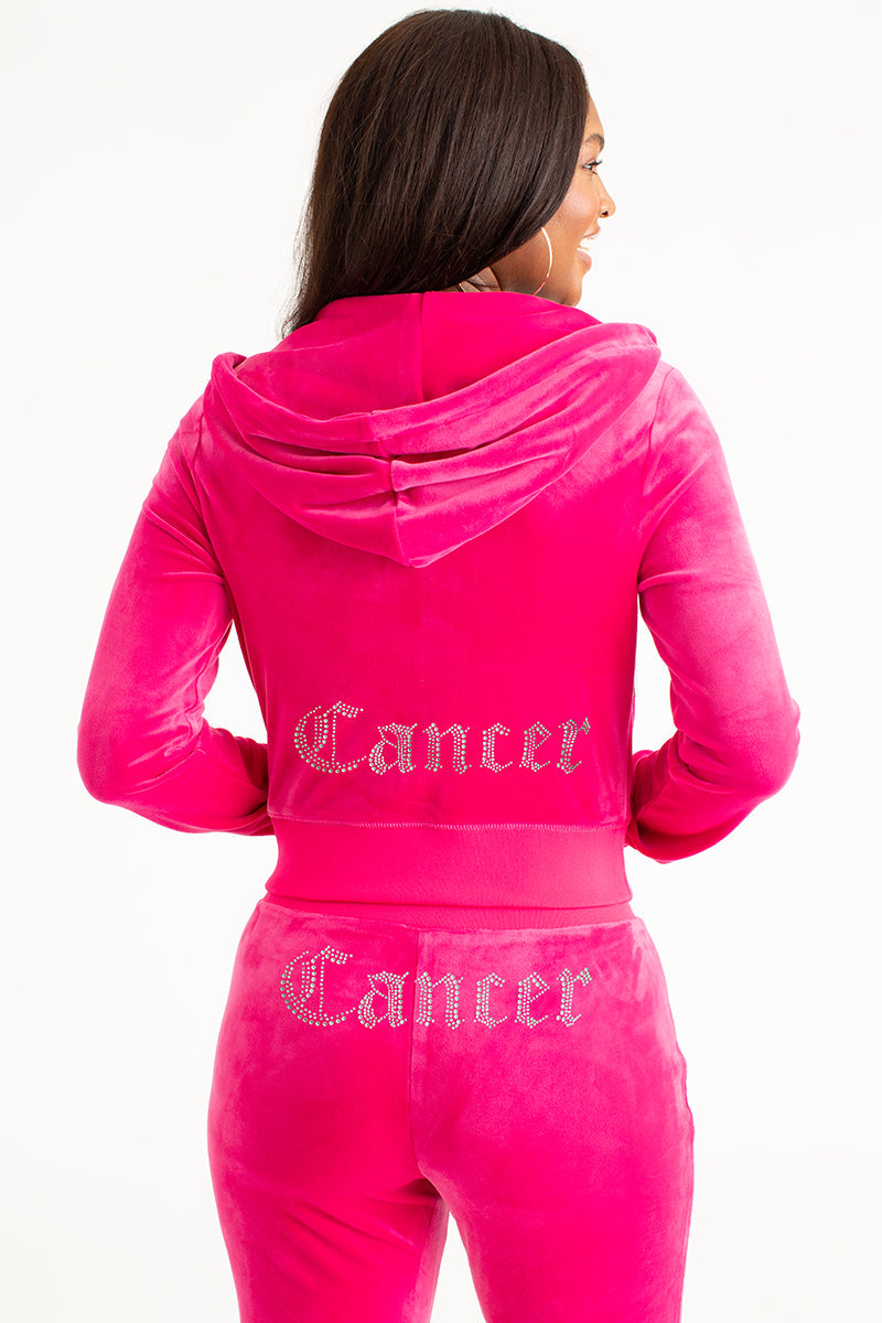 Cancer Big Bling Velour Hoodie