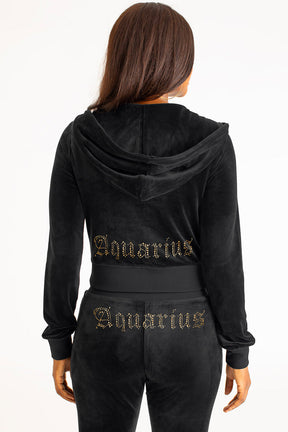 Aquarius Customizable Big Bling Velour Hoodie - Juicy Couture