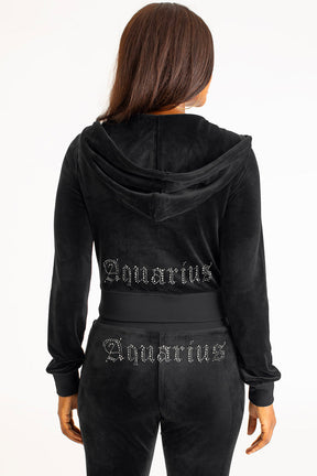 Aquarius Customizable Big Bling Velour Hoodie - Juicy Couture