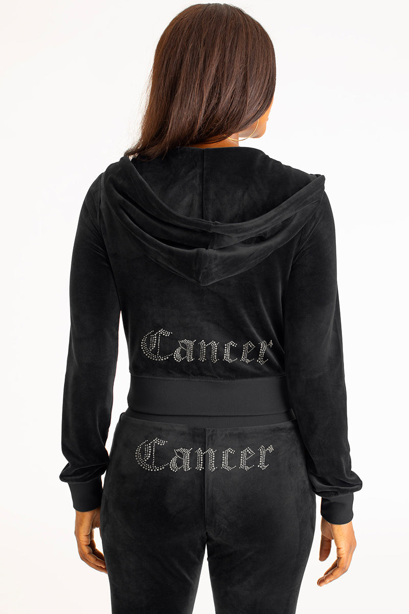 Cancer Big Bling Velour Hoodie