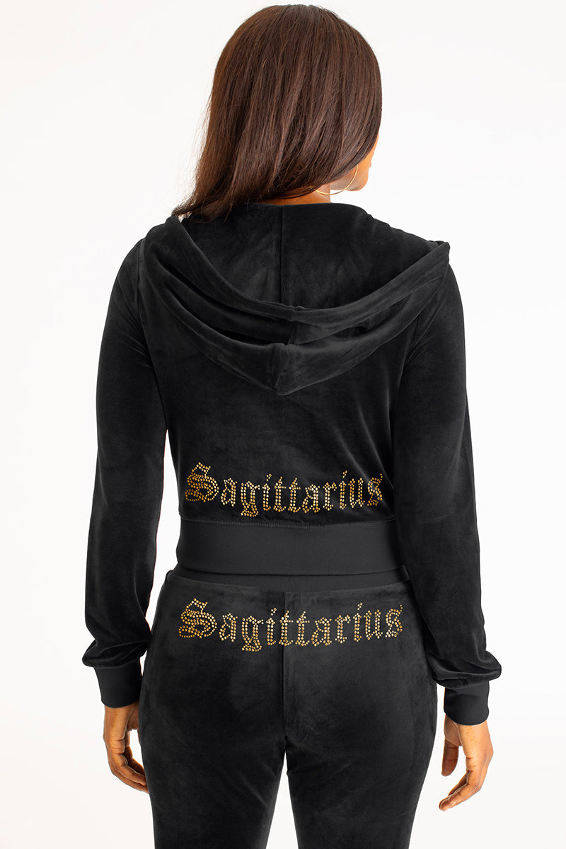 Sagittarius Customizable Big Bling Velour Hoodie - Juicy Couture
