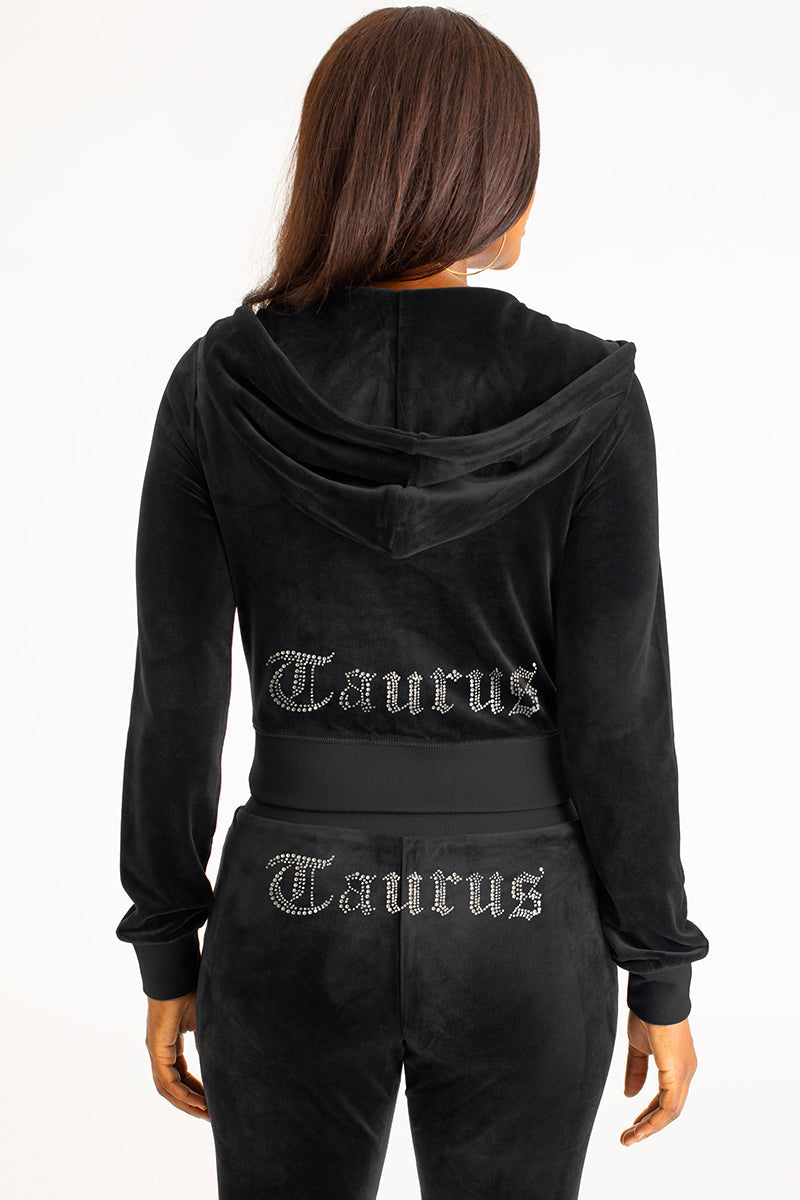 Taurus Customizable Big Bling Velour Hoodie - Juicy Couture