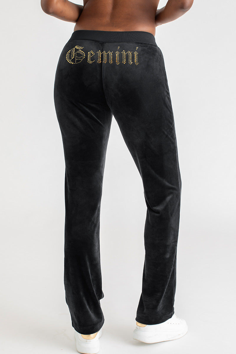 Gemini Big Bling Velour Track Pants