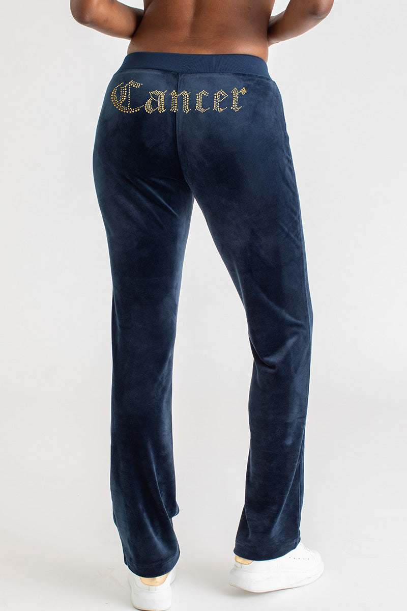 Cancer Big Bling Velour Track Pants