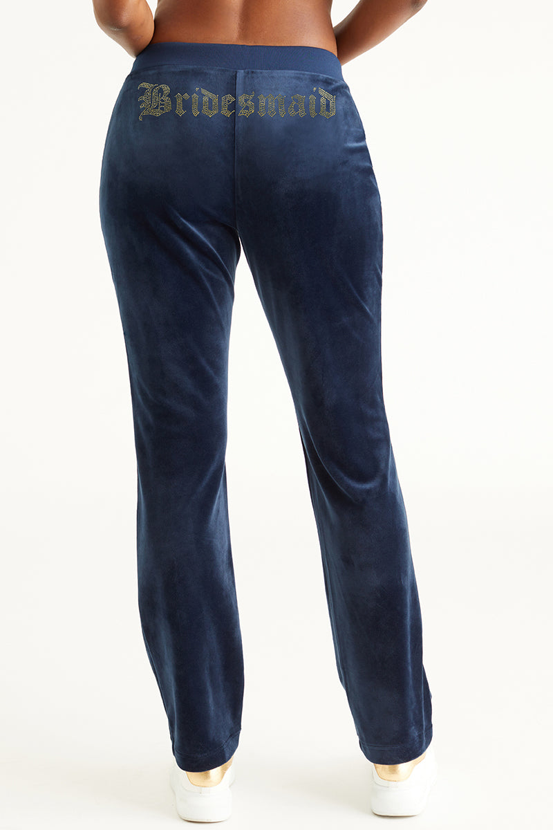 Bridesmaid Big Bling Velour Track Pants