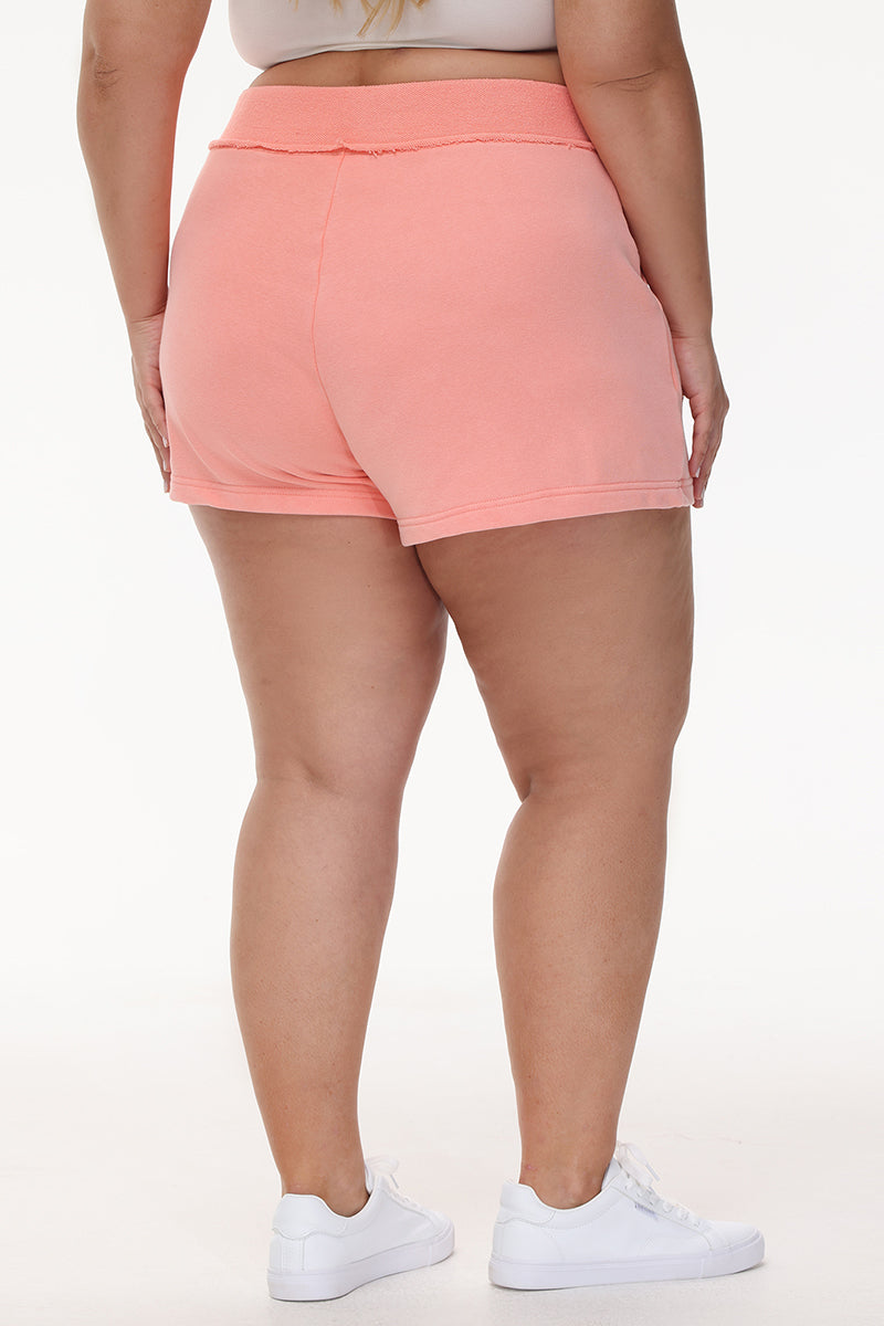 Plus-Size French Terry Embroidered Shorts