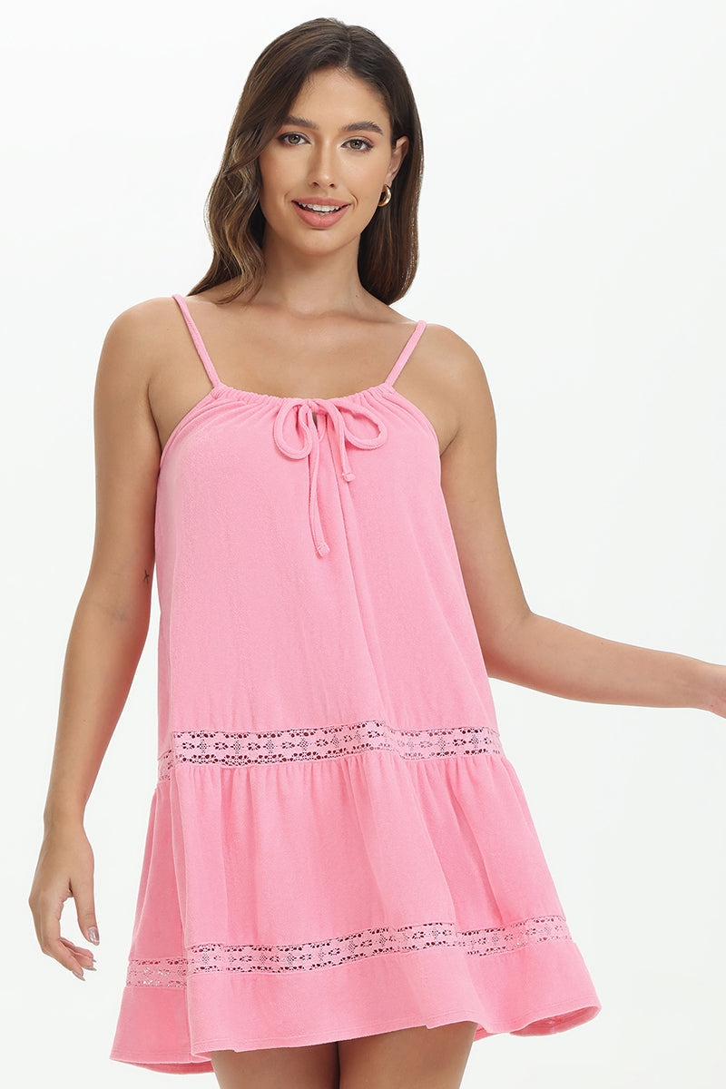 Towel Terry Lace Trim Tiered Dress - Juicy Couture