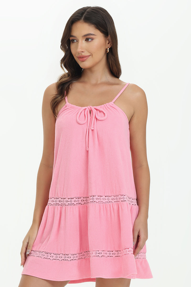 Towel Terry Lace Trim Tiered Dress - Juicy Couture