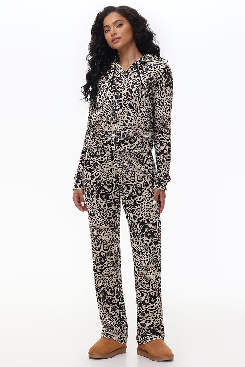 Animal Print Small Bling Velour Hoodie - Juicy Couture