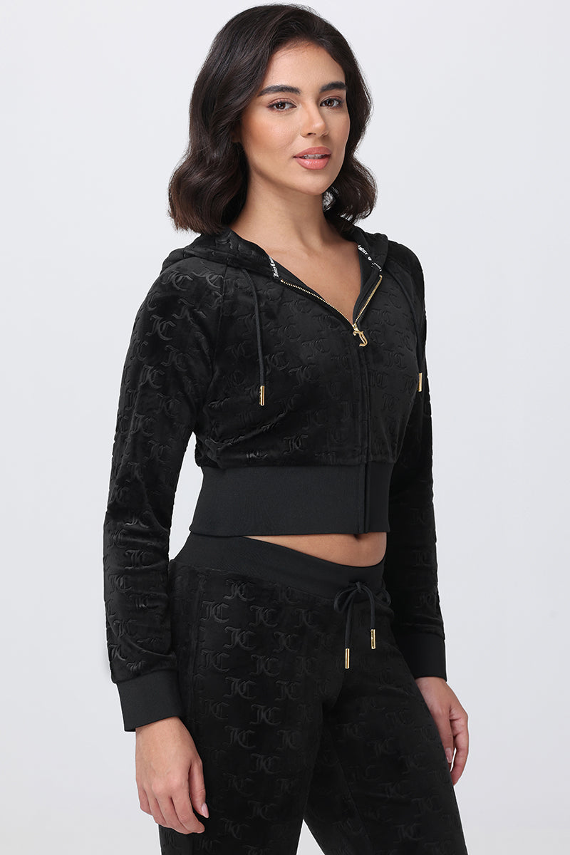 Embossed Velour Corset Hoodie
