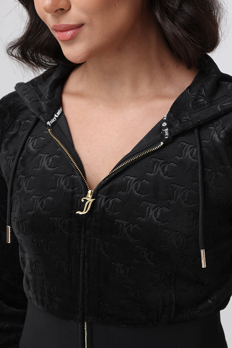 Embossed Velour Corset Hoodie