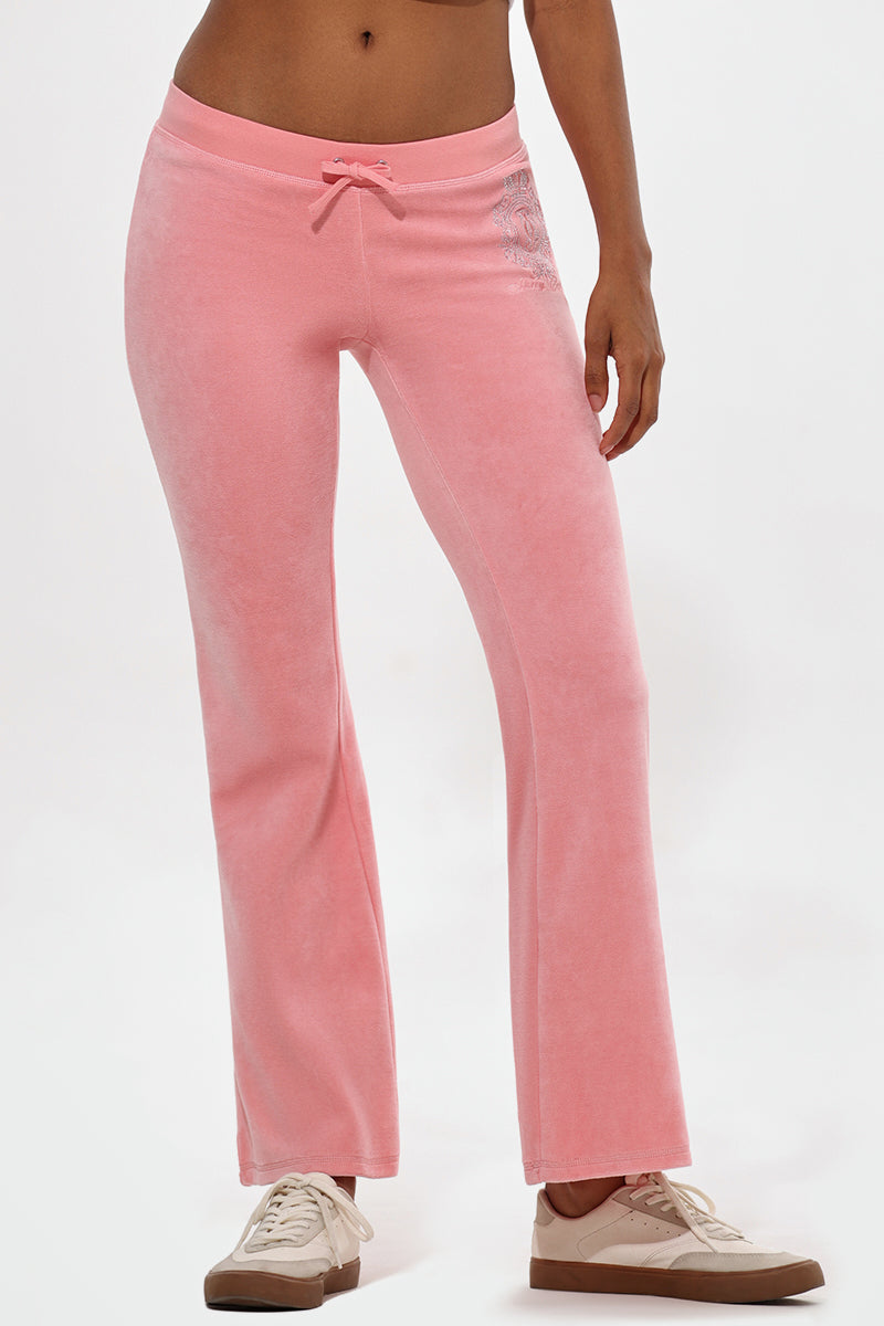 Crown Heritage Cotton Velour Track Pants - Juicy Couture