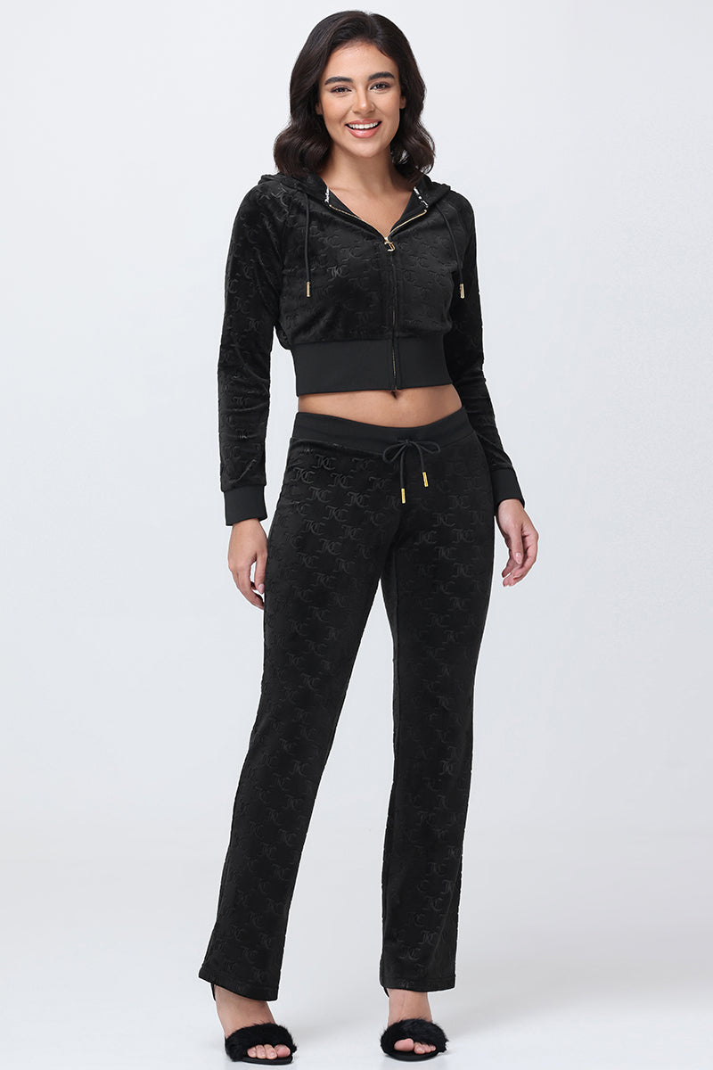 Embossed Velour Track Pants