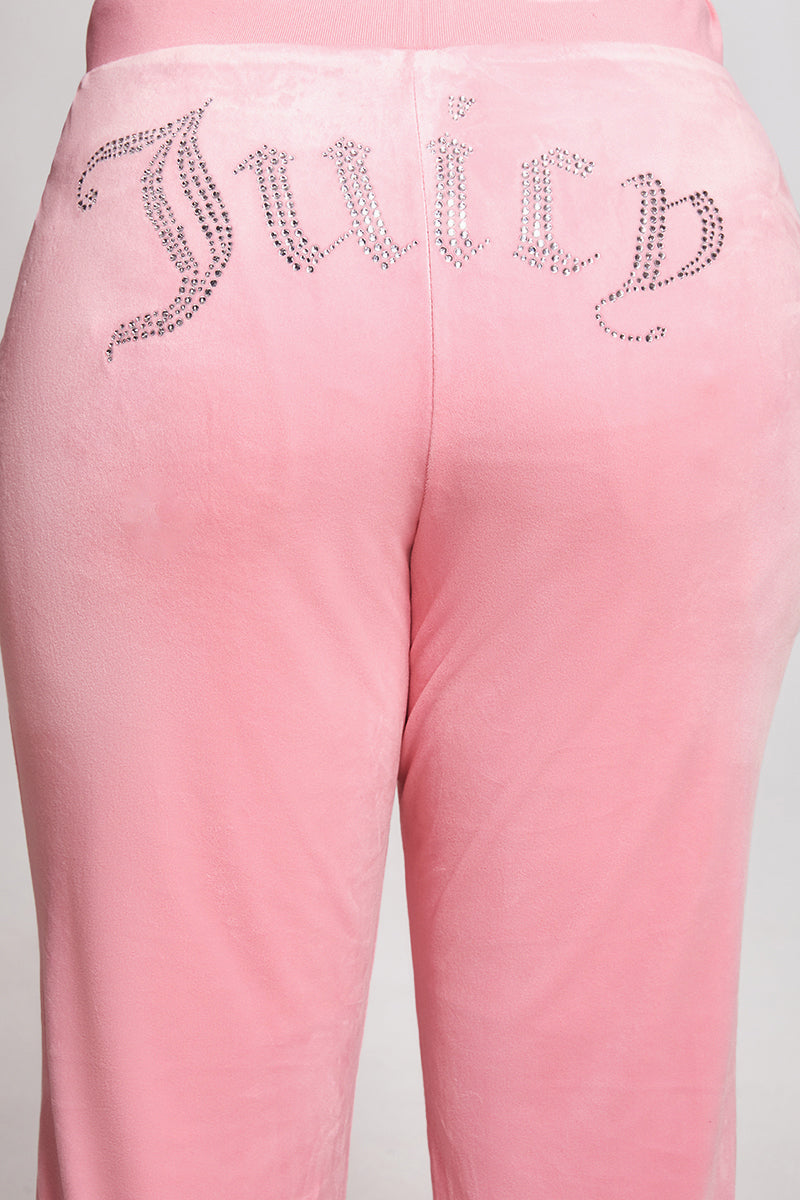 Plus-Size OG Big Bling Velour Track Pants
