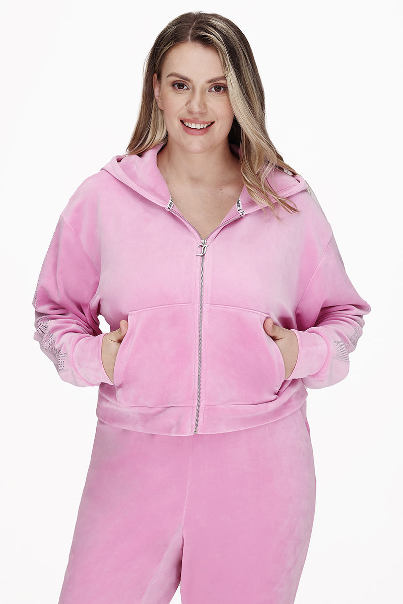 Plus-Size Velour Cropped Jacket With Side Bling - Juicy Couture