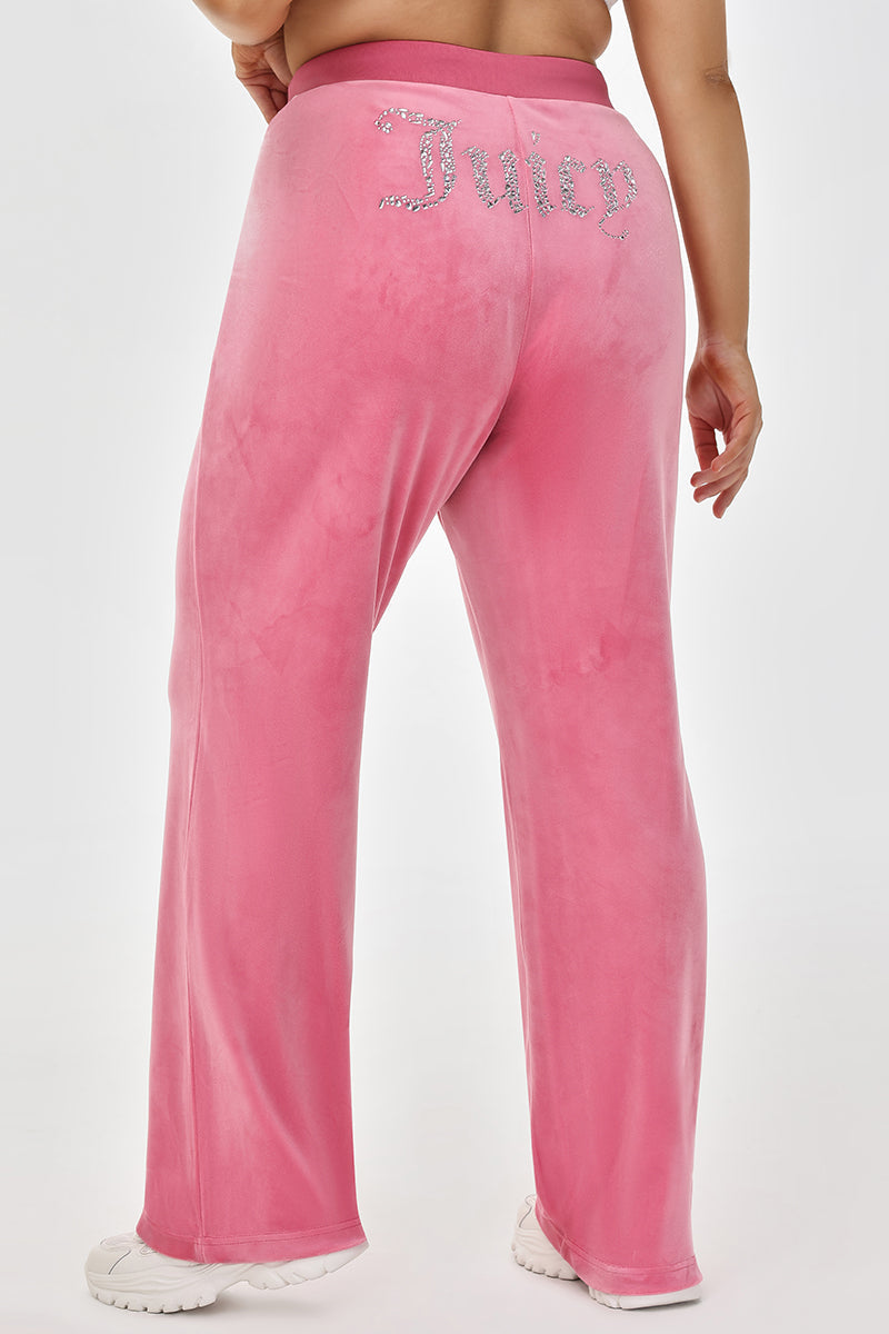 Plus-Size Mixed Crystals Velour Track Pants - Juicy Couture
