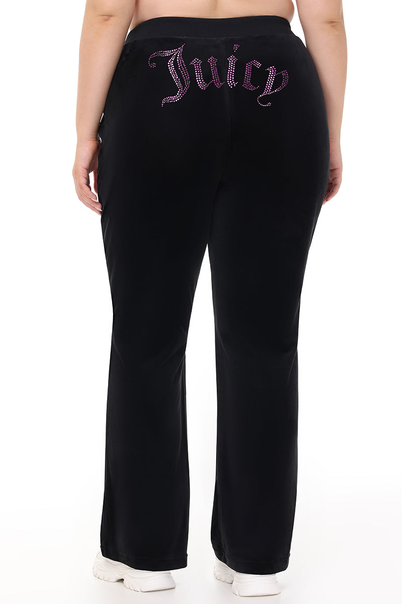 Plus-Size Technicolor Customizable Big Bling Velour Track Pants - Juicy Couture