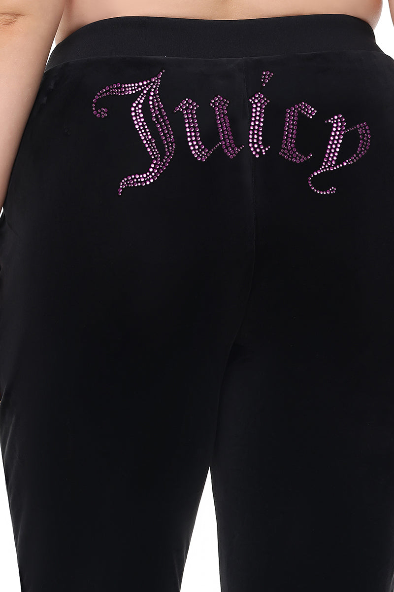Plus-Size Technicolor Customizable Big Bling Velour Track Pants - Juicy Couture