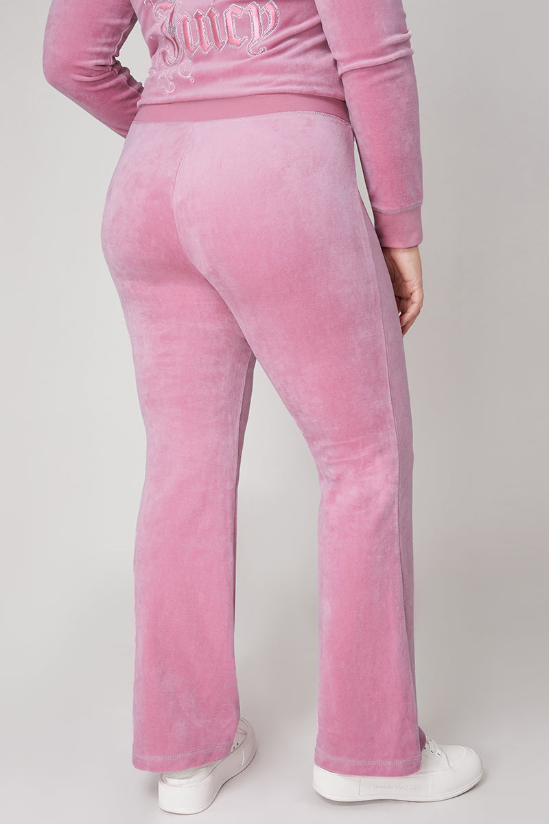 Plus-Size Monogram Heritage Cotton Velour Track Pants - Juicy Couture