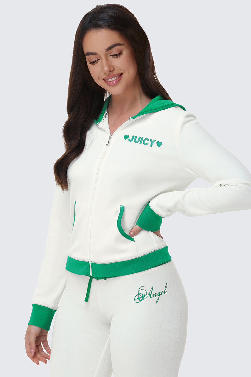 Contrast Trim Logo Hoodie