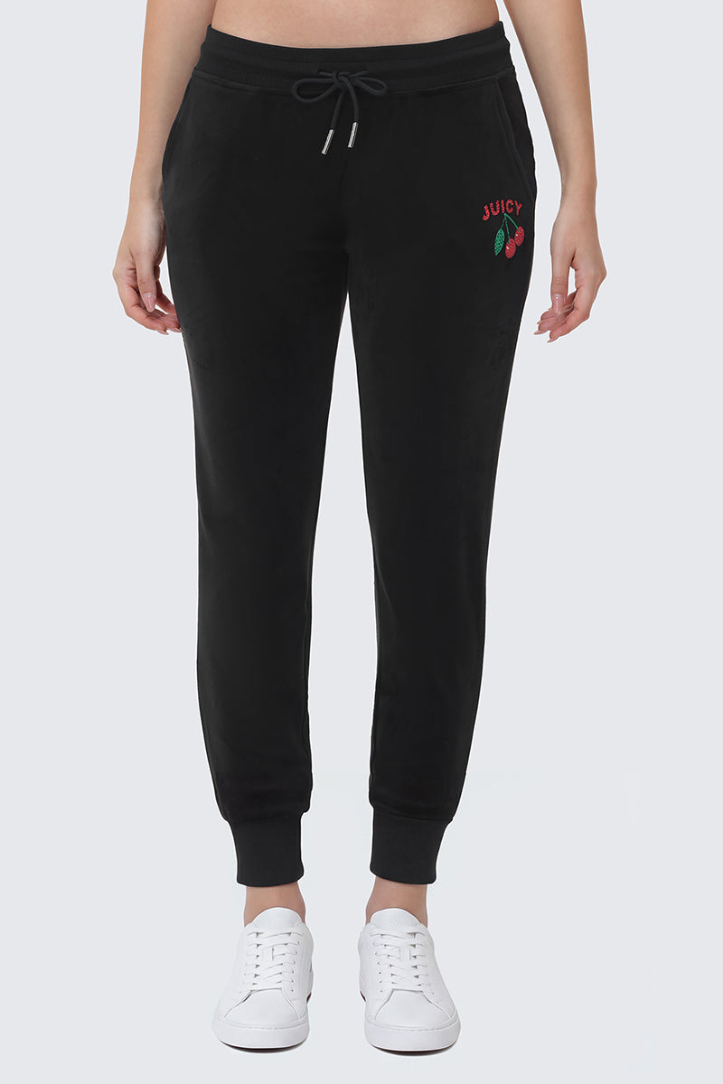 Cherry Bling Velour Jogger