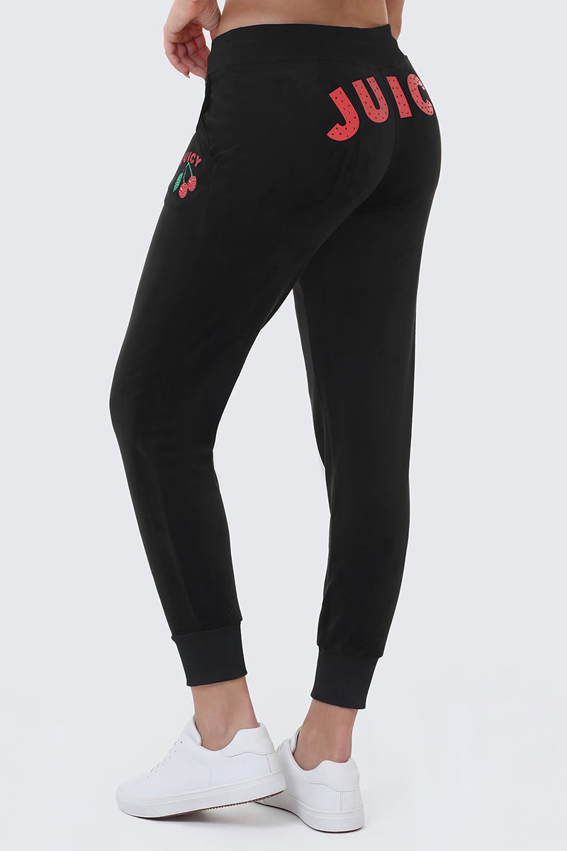 Cherry Bling Velour Jogger