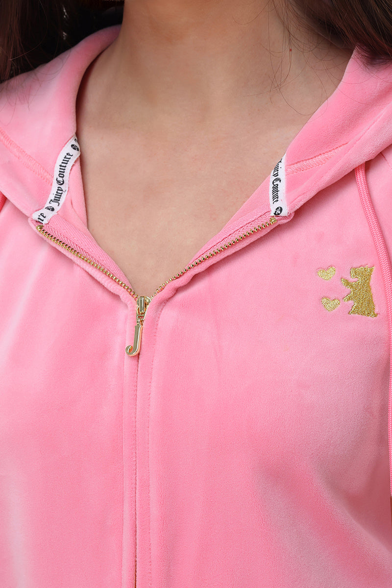 Heritage Stripe Bling Velour Zip Hoodie