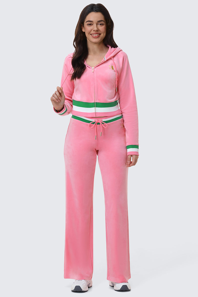 Heritage Stripe Bling Velour Zip Hoodie
