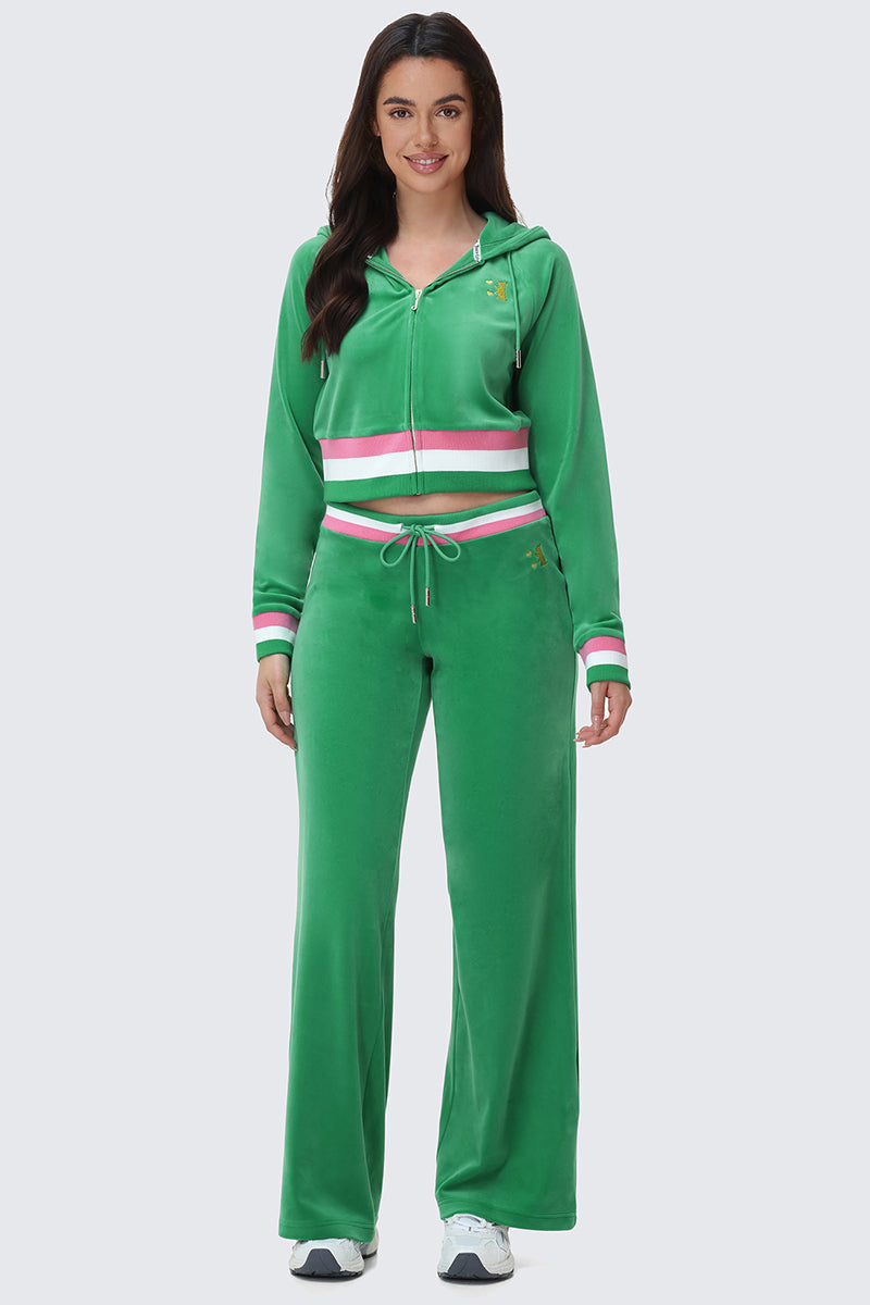 Heritage Stripe Bling Velour Zip Hoodie