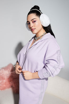 Cropped Fleece Hoodie With Side Bling - Juicy Couture