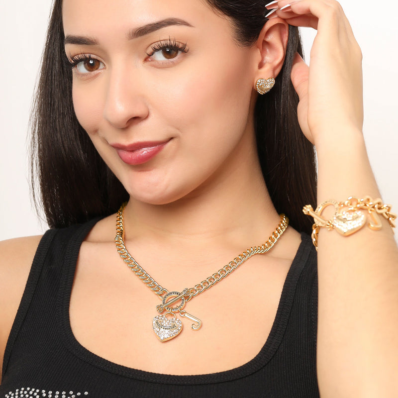 Heart Stud Earrings with Crystal Accents - Juicy Couture