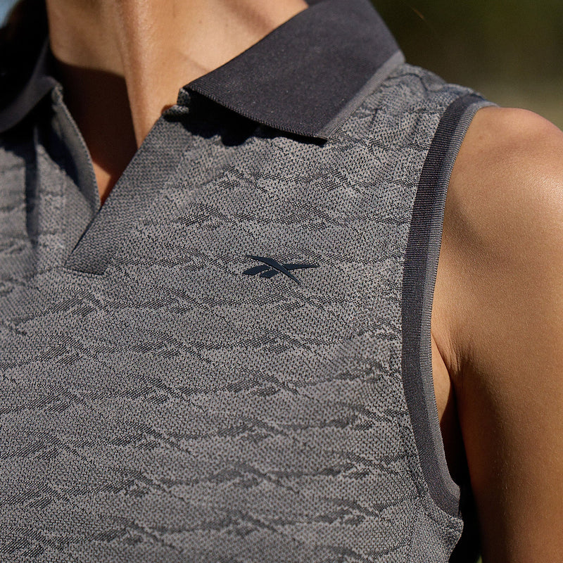 Women's Sleeveless Tonal Vector Jacquard Golf Polo Shirt