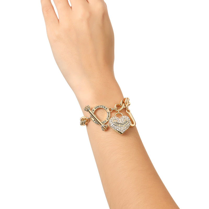Crystal Heart Charm Toggle Bracelet - Juicy Couture