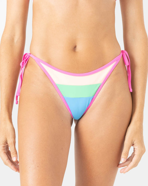Surf City Colorblock Tie Side Cheeky Bikini Bottom