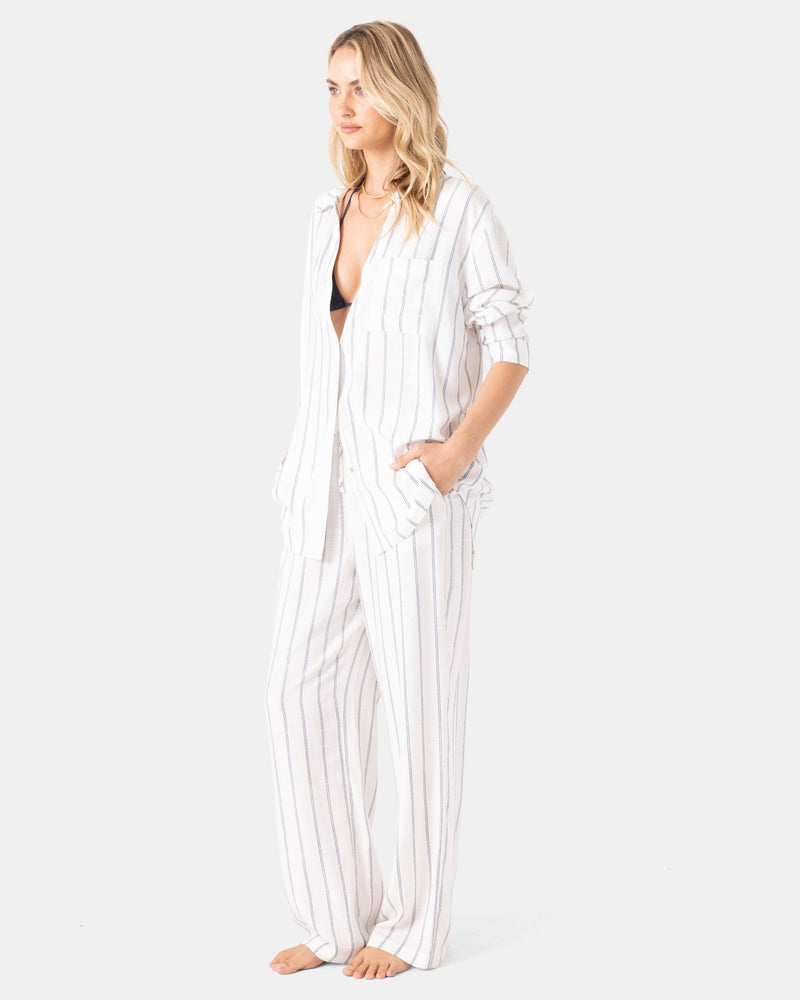 After Surf Stripe Cover Up Shirt Dress Kaftan