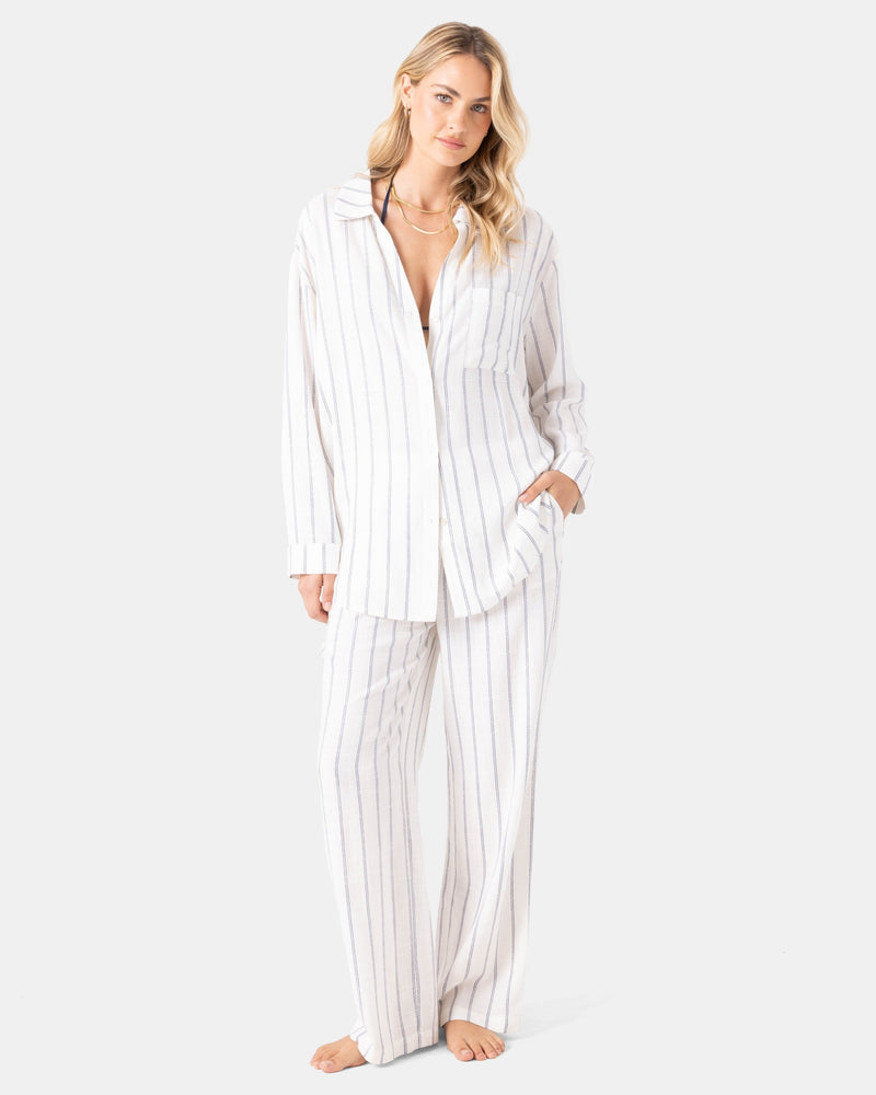 After Surf Stripe Cover Up Shirt Dress Kaftan
