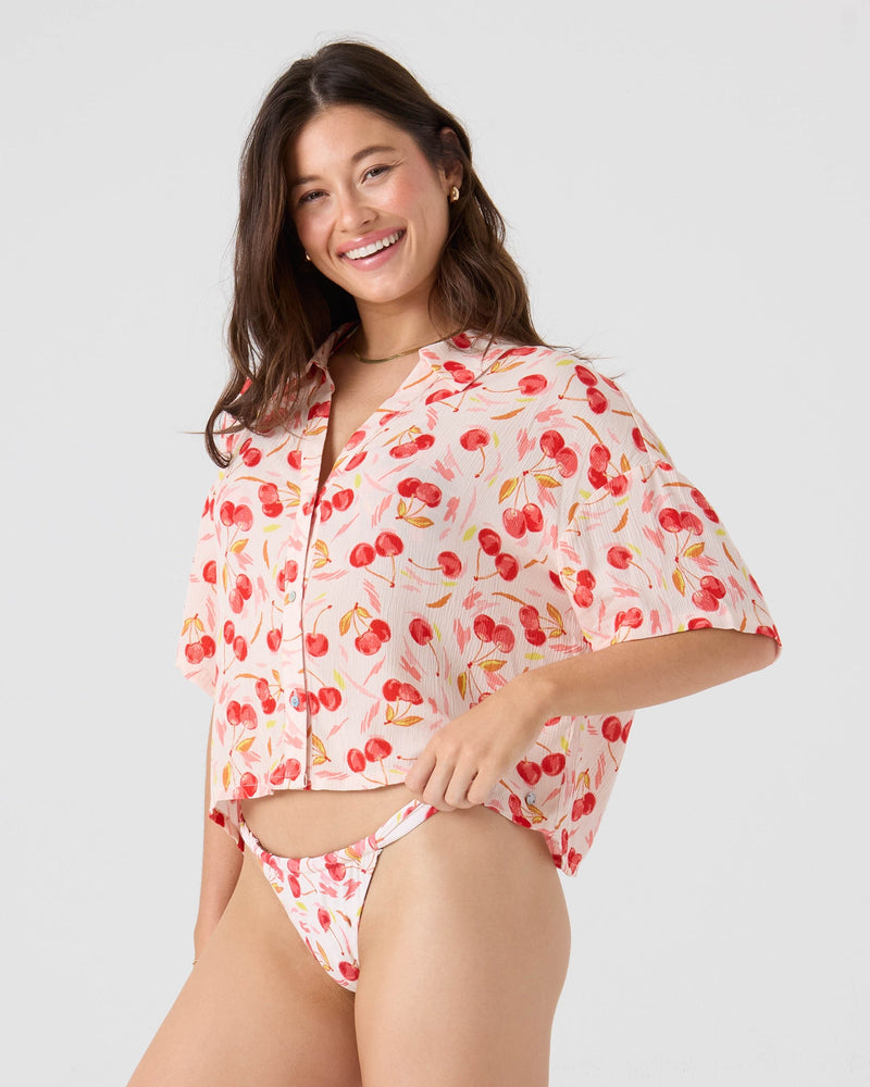 Cherry On Top Crop Button Up Shirt