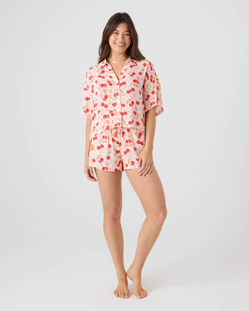 Cherry On Top Crop Button Up Shirt