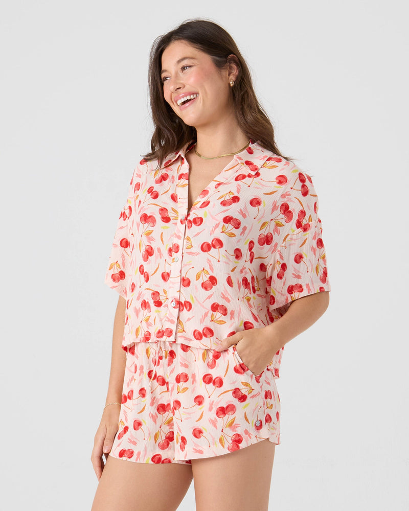 Cherry On Top Crop Button Up Shirt