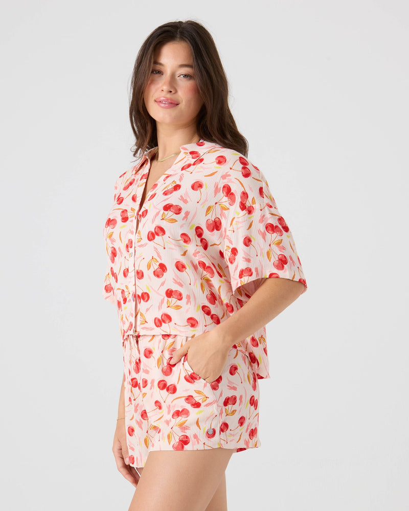 Cherry On Top Crop Button Up Shirt