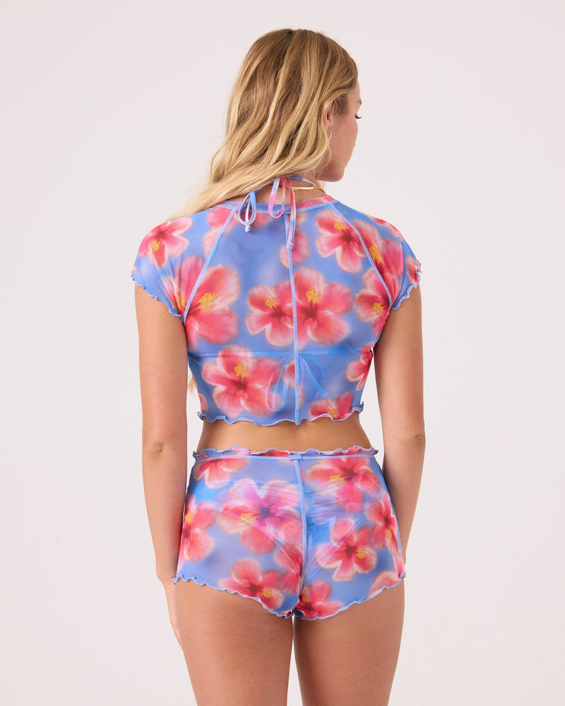 Hibiscus Daze Mesh Shortie Cheeky Bikini Bottom