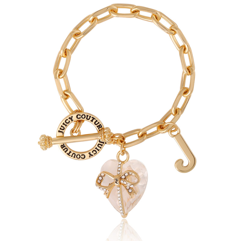 Heart Stone & J Charm Bracelet