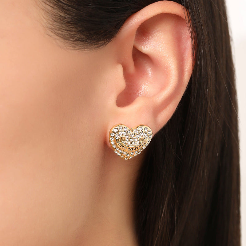 Heart Stud Earrings with Crystal Accents - Juicy Couture