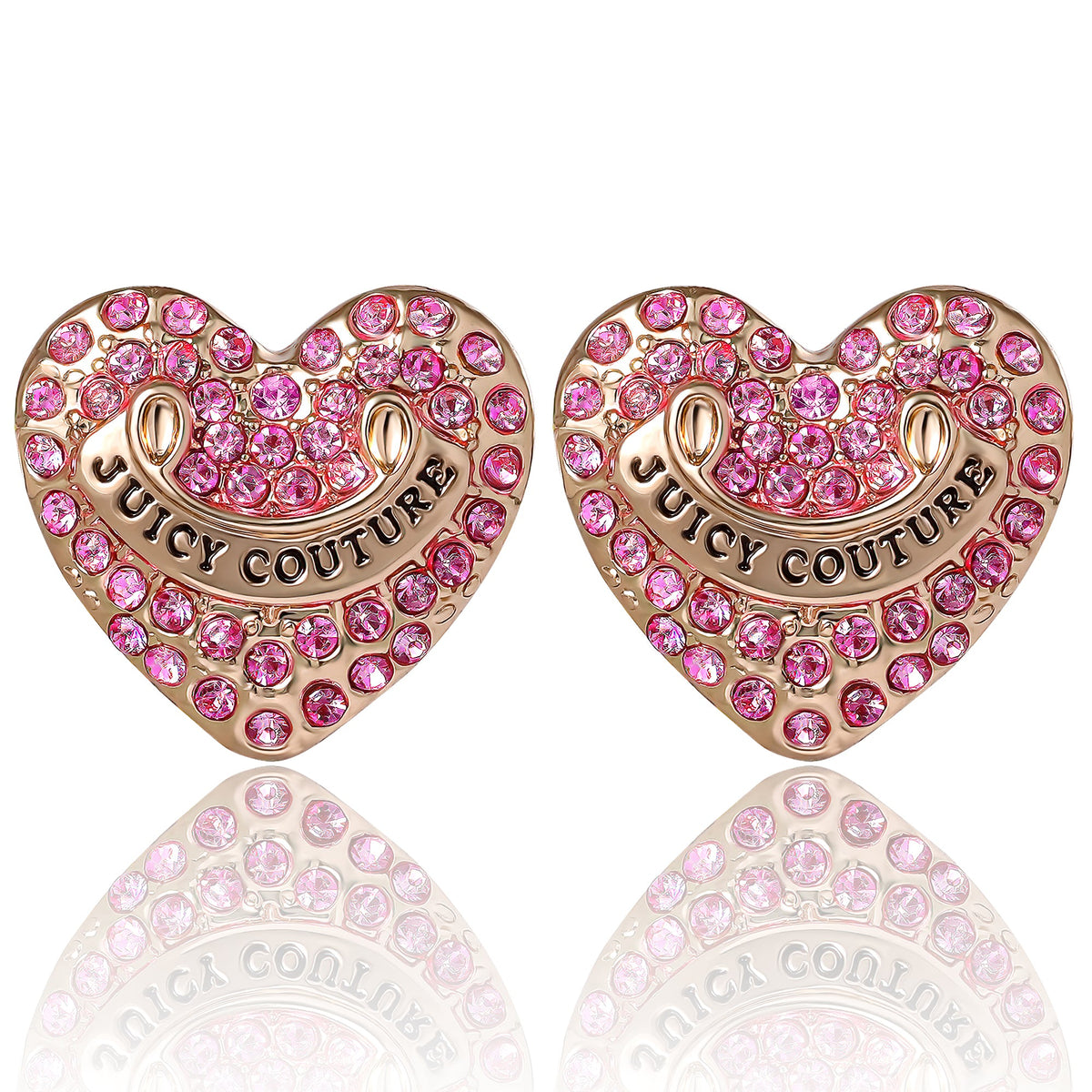 Heart Stud Earrings with Crystal Accents - Juicy Couture