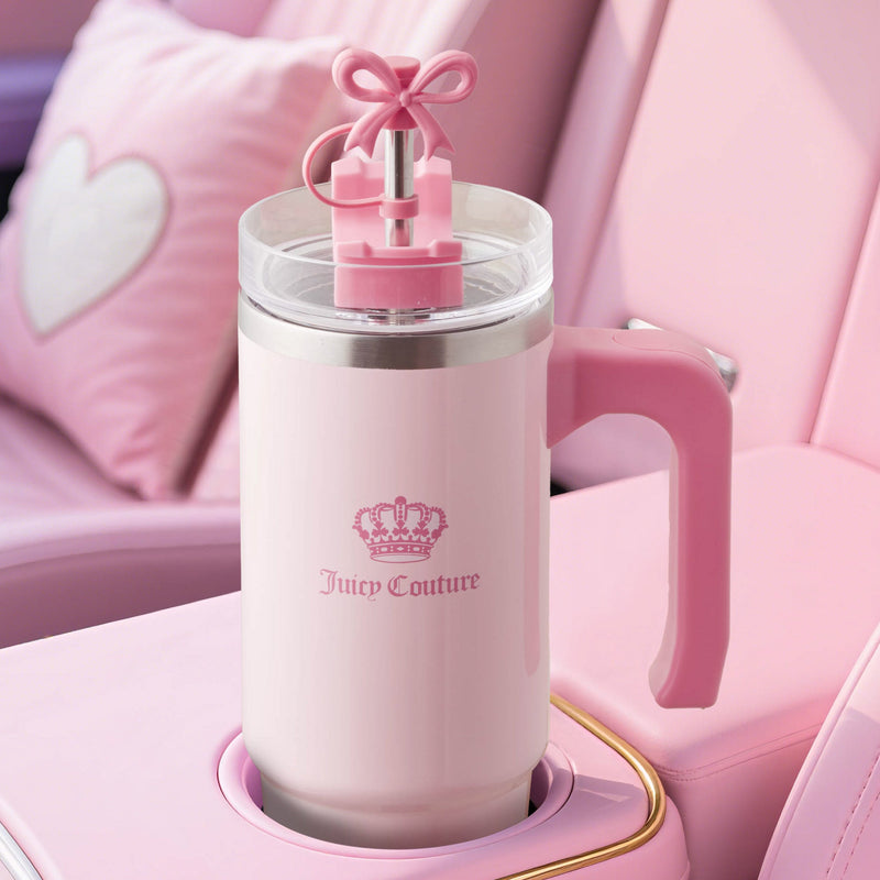 Jetsetter Hydration Stainless Steel Tumbler with Handle, Straw & Topper with Neoprene Crossbody Pouch