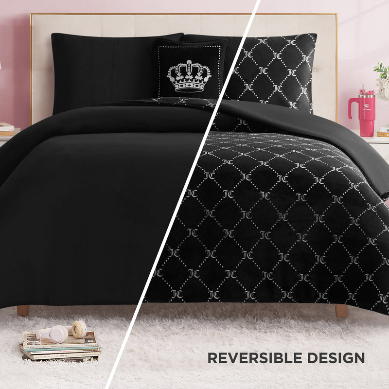 Plush Trellis Link Reversible Comforter Set