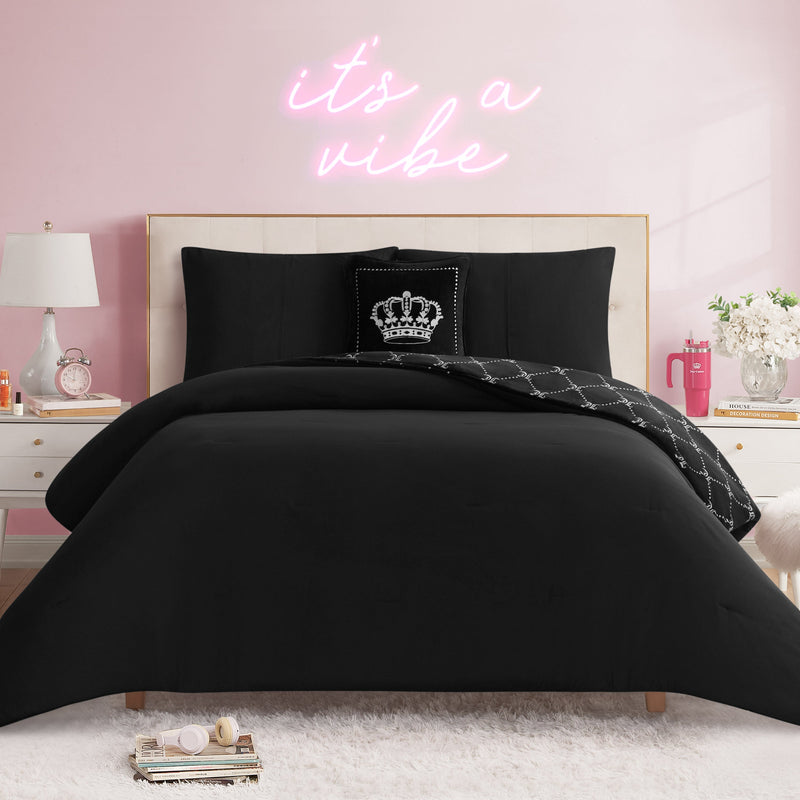 Plush Trellis Link Reversible Comforter Set