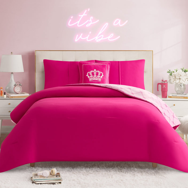 Plush Trellis Link Reversible Comforter Set